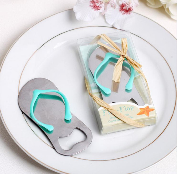 Creative Beach Flip-Flop Shoes Shape Opener Beer Bottle Opener With Gift Box Wedding Favor Wedding Gifts JF-58