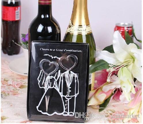 Wine Bottle opener Heart Shaped Great Combination Corkscrew and Stopper Heart-Shaped Sets Wedding Favors Gift 50sets=100pcs DHL FEDEX FREE