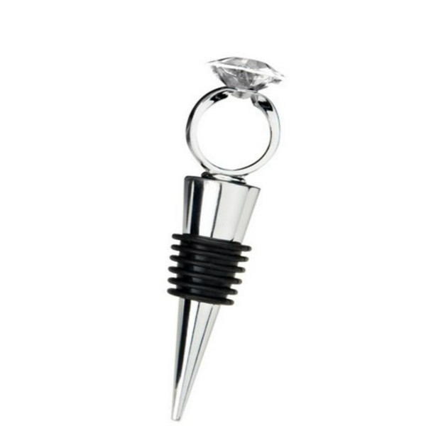 With This Ring Chrome Diamond-Ring Bottle Stopper Red Wine Crystal Diamond Wedding Bridal Shower Party Favor Winner Gifts Box
