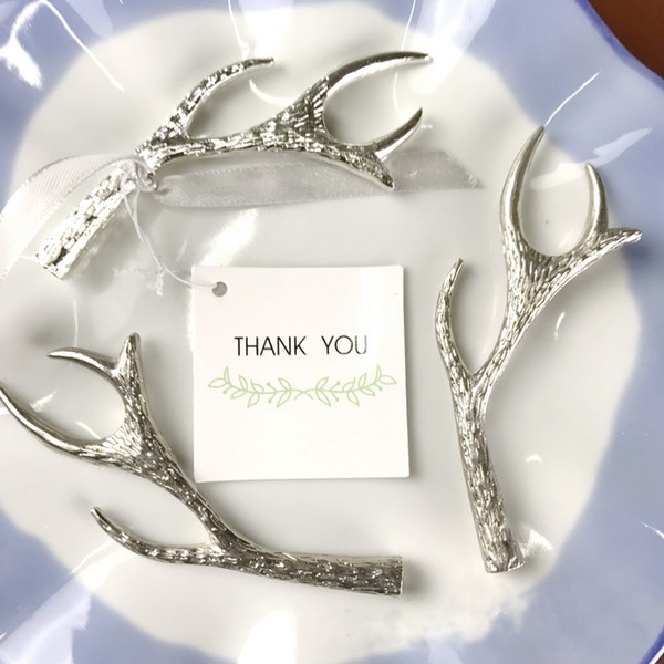 Newest Style Creative Metal Antler Shape Beer Bottle Opener Wedding Favors and Gifts Wedding Supplies + DHL 
