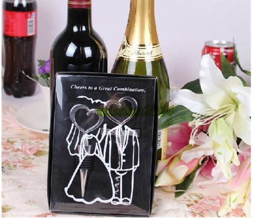 Wine Bottle opener Heart Shaped Great Combination Corkscrew and Stopper Heart-Shaped Sets Wedding Favors Gift 100sets=200pcs