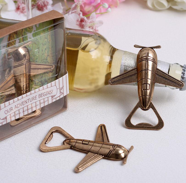 Promotion! Wedding Favors Funny Design Air Plane Shape Wine Beer Bottle Opener Metal Openers