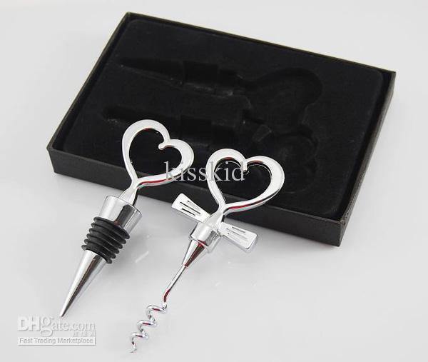 10 pcs Heart-shaped Wine Bottle Opener and Stopper Wedding Favors Wine Favor Set Gift New