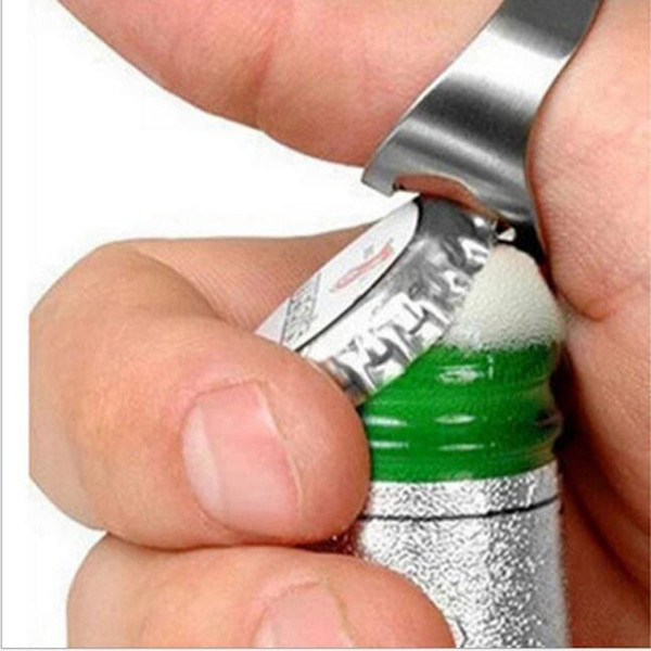 Portable Silver color Stainless Steel Beer Bar Tool Finger Ring Bottle Opener Bottel Favors 2.5cm*2cm Bar Tool Kitchen Cooking