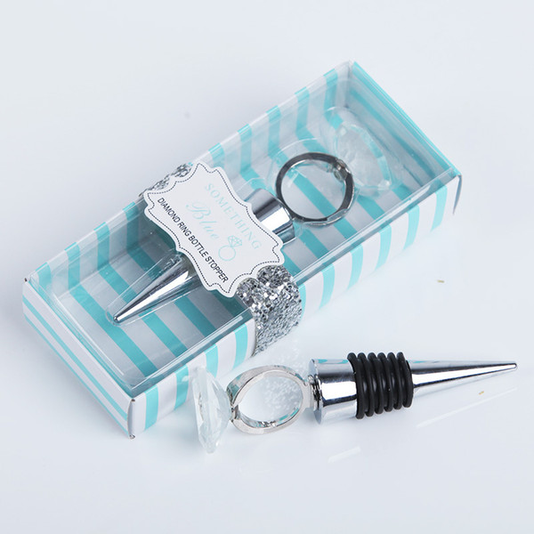 Crystal Ring Wine Bottle Stopper with Gift box Bridal Shower Wedding Favors Party Christmas Gift New