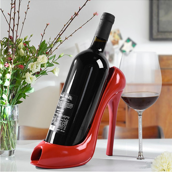 Hot selling Glitter Stiletto Shoe Wine Bottle Holder Wine Gift Wedding heels red wine rack Home decoration rack resin handicraft