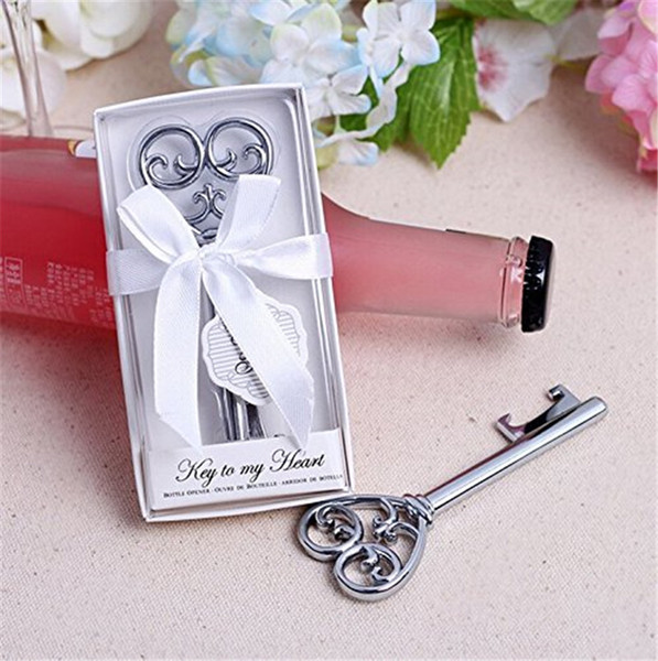 100pcs Wedding Favors Simple Elegant Key To My Heart Bottle Opener