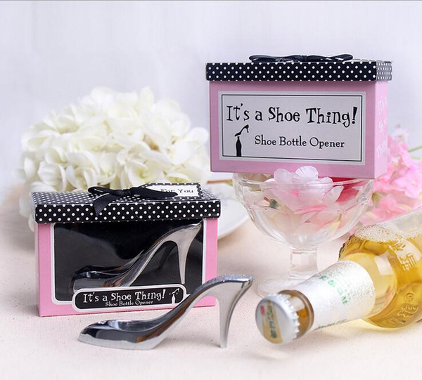Free wedding bridal shower favor Wedding Gift and giveaways High-helled Shoe Shaped Bottle Opener In Gift Box 100pcs