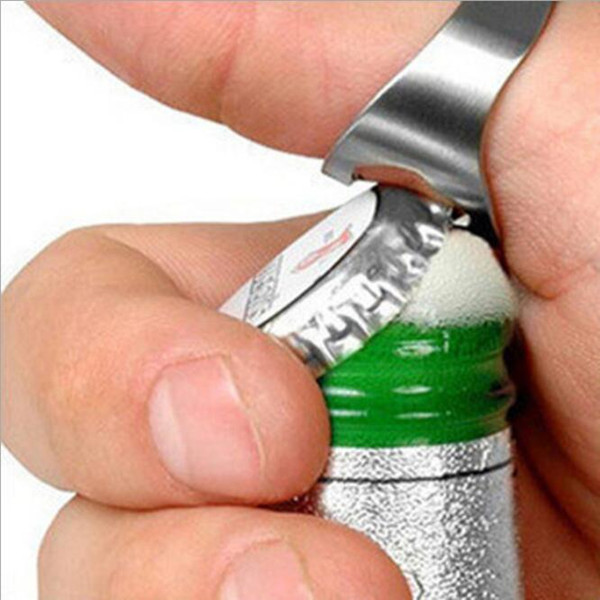 2016 Portable Silver color Stainless Steel Beer Bar Tool Finger Ring Bottle Opener bottel favors (24mm-22mm )