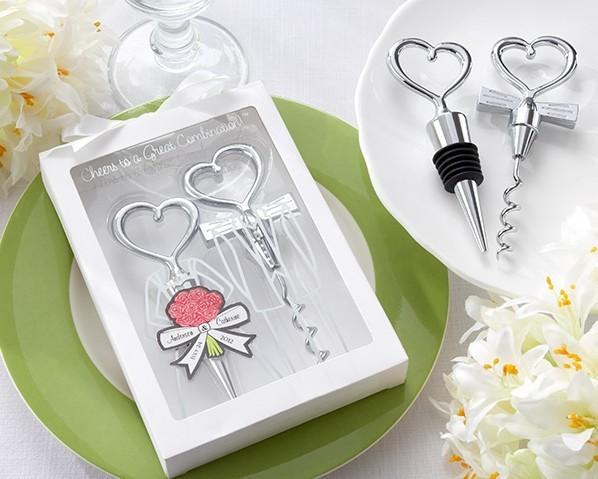 Wedding Favors Gifts Born of a couple Wine opener Personalized Cheers to a Great Combination Corkscrew and Stopper Sets