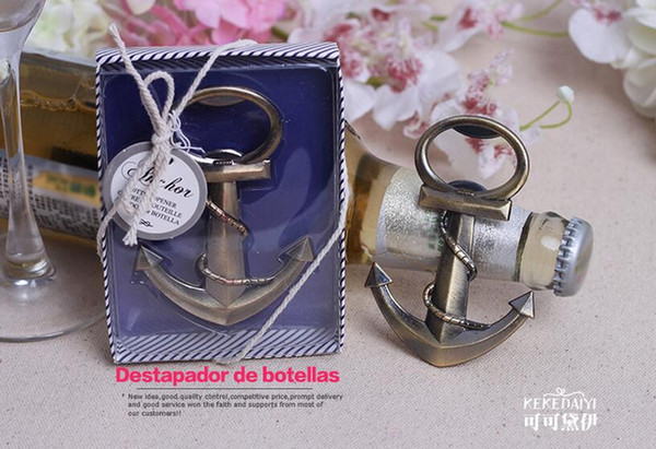 2016 new ideas wedding giveaways coppery Anchor Shaped Chrome Bottle Opener In Gift Box bridal favors wine opener