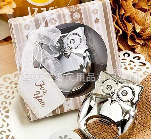 Alloy stainless steel Owl Bottle Openers Wedding Favors wedding supplies gift box cheap Practical 20 pieces to sell unique wedding favors