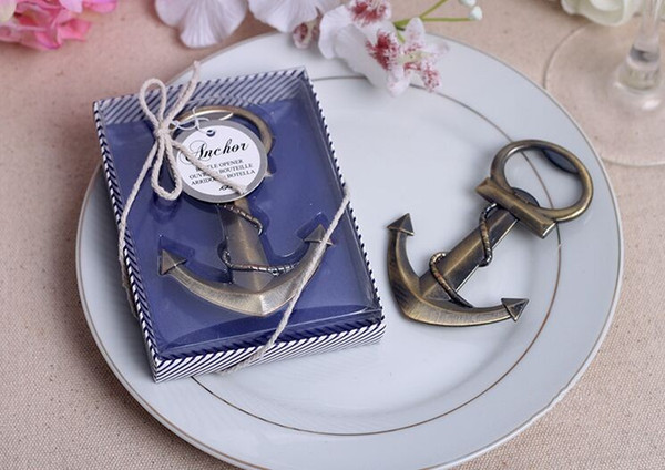 Free wedding giveaways coppery Anchor Shaped Chrome Bottle Opener In Gift Box bridal favors wine opener
