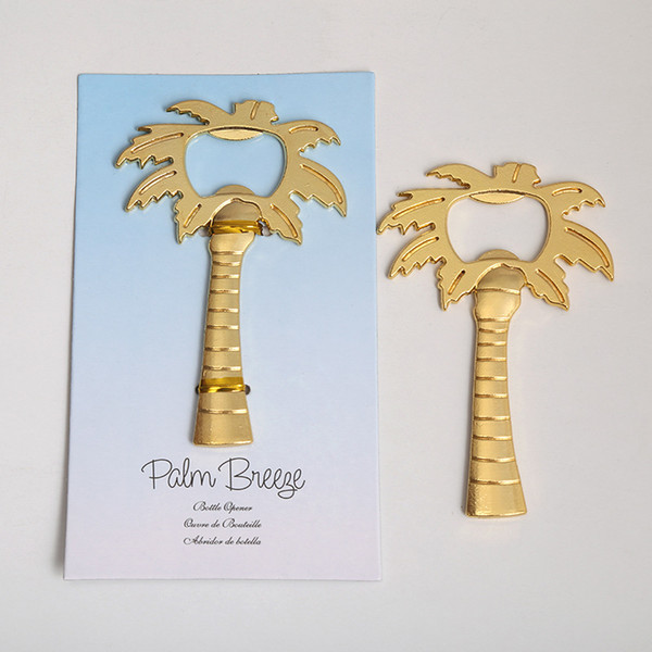 Wedding Favors Coconut Palm Tree Breeze Gold Alloy Beer Bottle Opener Party Gifts Supplies DHL 