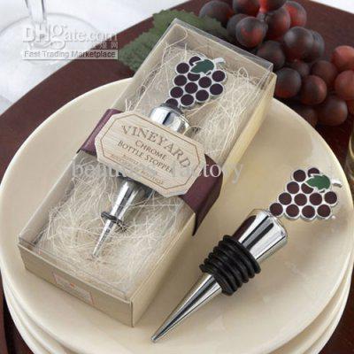 10 pcs Chrome Wine Bottle Stopper with Grapes Design Party Wedding Favors