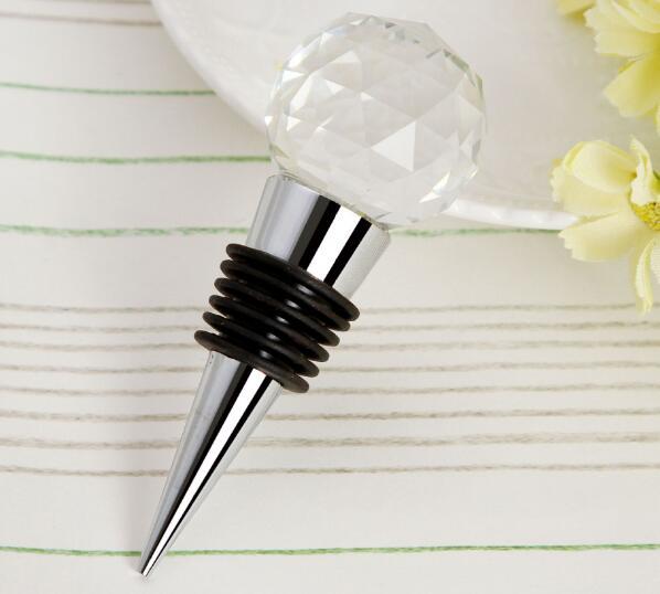 Free shipping personalized Creative crystal ball metal wine bottle stopper wedding favors and gifts event party supplies