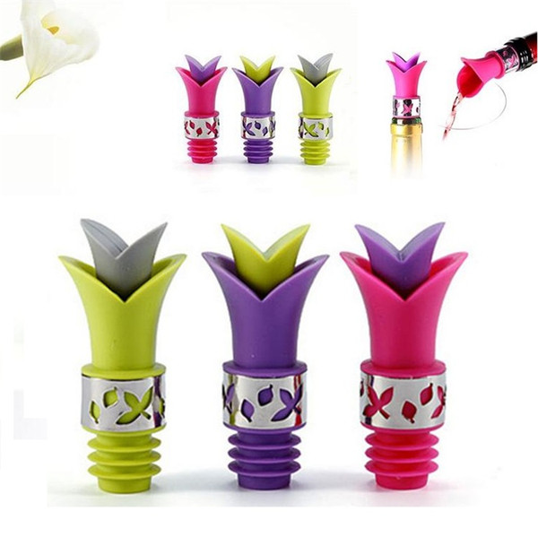 New Unique Silicone bottle stoppers Wine Bottle Stopper Pourer 3 Colors Glass Wine Pourer Drop Stop Liquid Pourer Stoppers 4060
