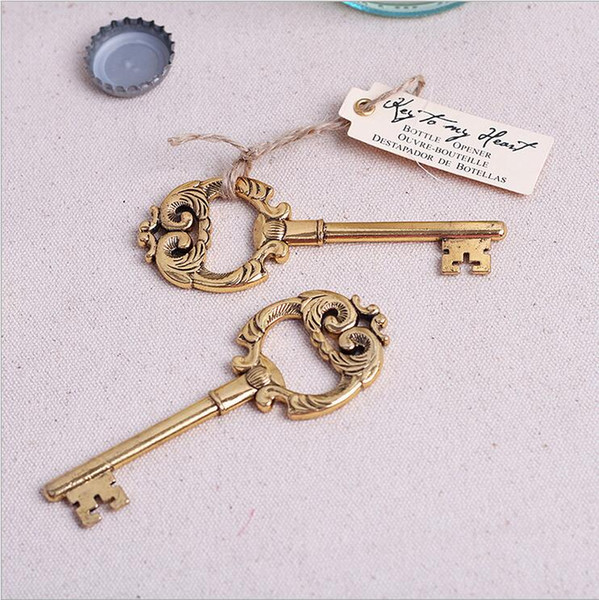 Key to My Heart Vintage Key Bottle Opener Gold Wedding Favors and gifts Wedding supplies Party Guests gift box Presents