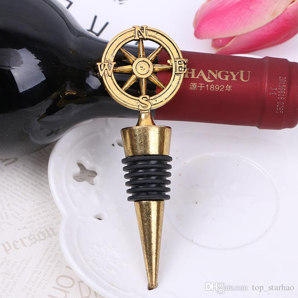 Golden Compass Wine Stopper Wedding Favors And Gifts Wine Bottle Opener Trendy Bar Tools Souvenirs For Party Easter