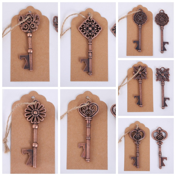 (25 Pieces/Lot) Flower Design Wedding souvenirs of Antique Key design Bottle Opener favors For Party Favors and Bridal Showers
