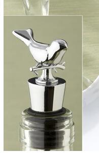30pcs New top Chrome Bottle Stopper with Lovebirds Wedding Favors Wine Favor Christmas Gift
