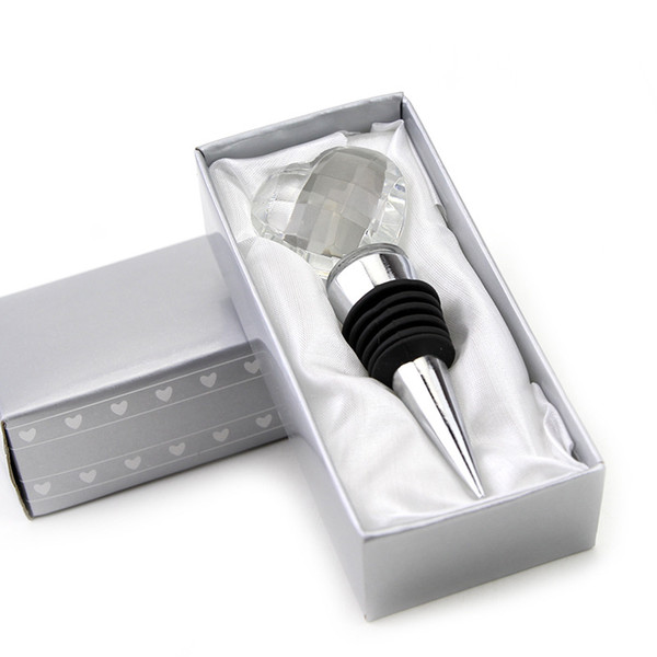 100pcs Wedding Favors Crystal Heart Alloy Wine Bottle Stopper Back Gifts for Guests Party Favor Free WA2098
