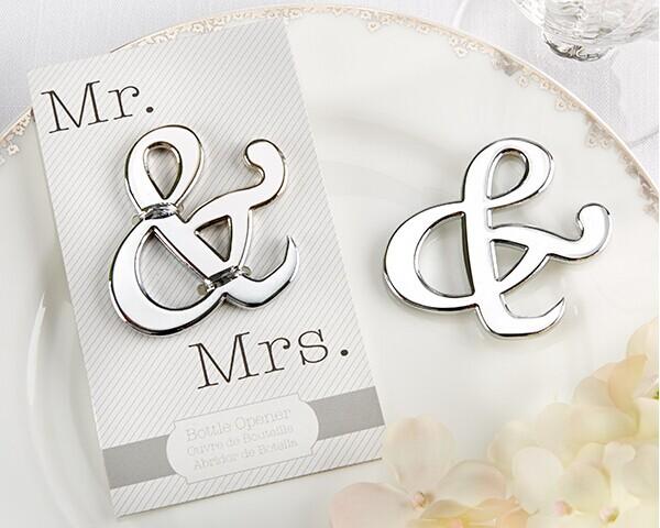 20pcs/lot Unique Design Mr. & Mrs. Silver-Finished ampersand wine bottle opener Wedding party souvenir Gift for guests