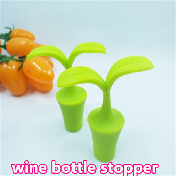 Cute Silicone Bottle Caps sprout shape wine bottle stopper plastics wine cork stopper sealing plug Chirstmas gift wed448
