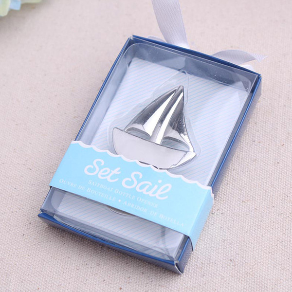 20pcs Silver Sailboat Bottle Opener Key Chain Pendant Wedding Favors Beach Theme Bridal Shower Christmas Gift New
