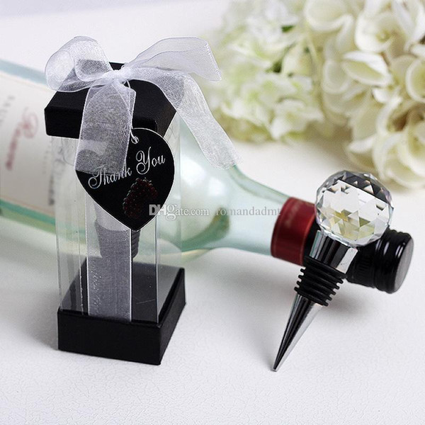 Crystal Ball Wine Bottle Stopper Zinc Alloy Wedding Bridal Shower Favors Gifts Party Decoration Gift for Guest + DHL 