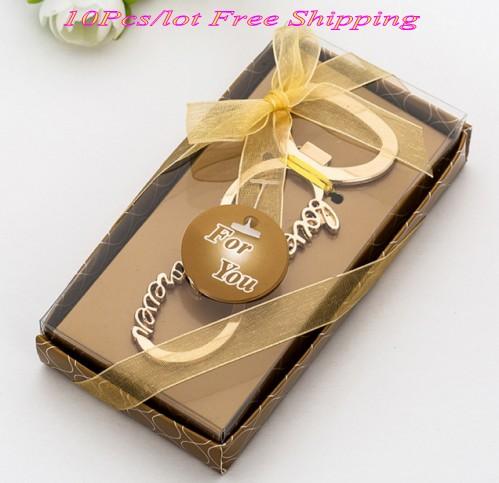 (10 Pieces/lot) Elegant Gold wedding and Party favors of Infinite Love Gold Bottle Opener Favors For Party decoration souvenirs
