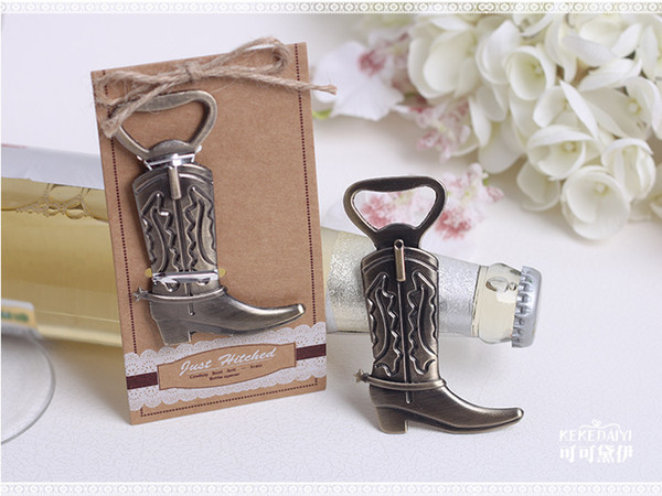 Alloy cowboy boots beer bottle opener Shoes open bottle opener European wedding Favor 200PCS/LOT