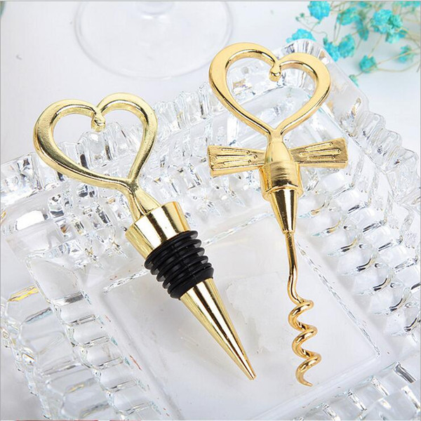 2pcs=1set Corkscrew Wine Bottle Opener Wine Stopper Wedding Gift Favors Bottle Opener Set Kitchen Accessory Christmas Decoration