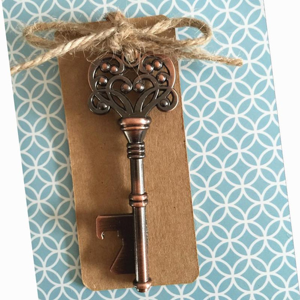 200pcs/lot Classic Creative Wedding Favors Party Back Gifts for Guests Antique Copper Skeleton Key Beer Bottle Opener