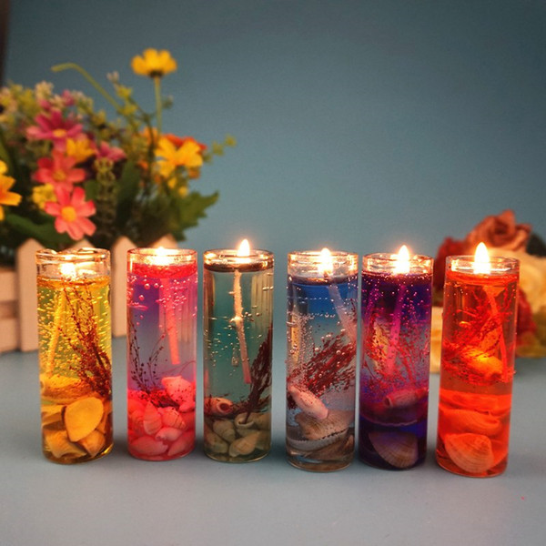 Aromatherapy Ocean Shells Candle Many Colours Gel Wax Heat-resistant Glass Candle Romantic Proposal Wedding Party Home Table Decoration