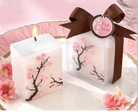 100pcs plum blossom Candle Wedding Baby Shower Birthday Souvenirs Gifts Favor Packaged with PVC Box