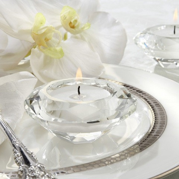 50pcs Clear Crystal Candle Holder Tealight Candlestick Wedding Decoration Gift WA2193