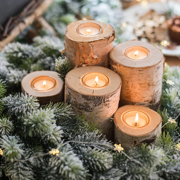 Wooden Candlestick Candle Holder Table Decoration (Wood Color)Wedding Party Wooden Decor Furniture Candle Favors without Candle