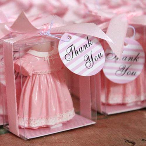 12 Pink Skirt Shirt Baby Candle Shower Favor Gift Favors Birthday Party or Blue color