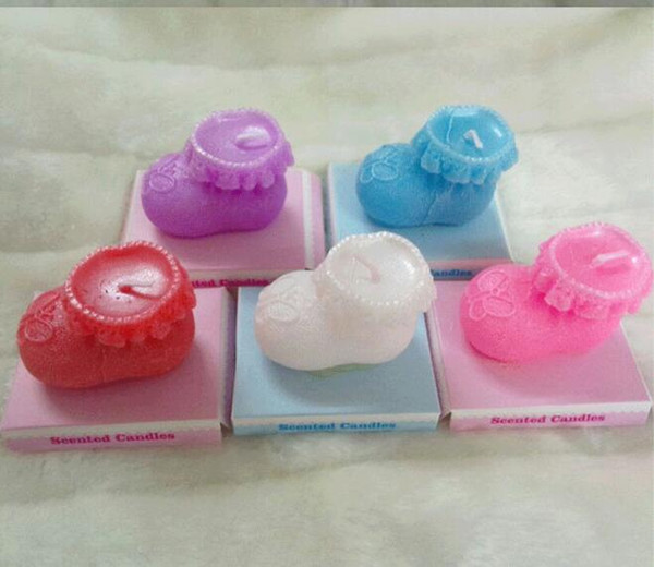 10pcs Lovely Shoes Candle Wedding Baby Shower Birthday Souvenirs Gifts Favor Packaged with PVC Box