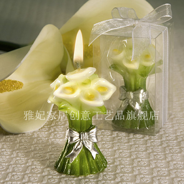 2015 New Elegant Wedding Calla Lily flower Candle Favors for Wedding Party Gifts Stuff Supplies with Retail package free shipping