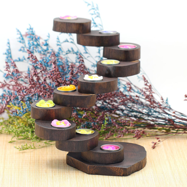 Vintage Tealight Holder Classic wedding Decoration Wooden Candlesticks Europe Wood Candle Holder Multilayer Folding Candle Holder no candle
