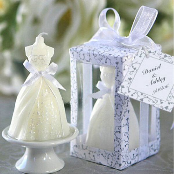 New White Bridal Wedding Dress Shape Candle Bougie Wedding Party Decor Candle