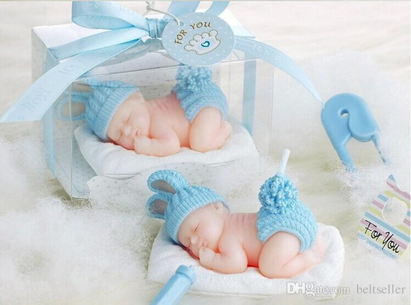 2015 New Wedding candle favors red blue 3D Sleeping Baby Candles flameless candles For baby showers favor and baby birthday gifts