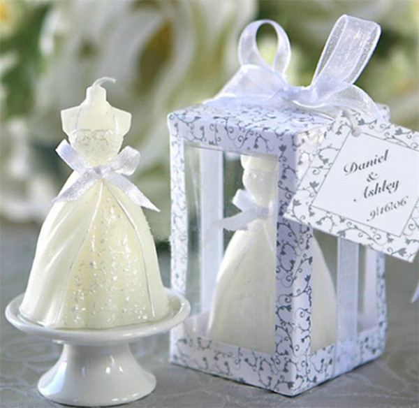 2016 New Romantic White Bridal Wedding Dress Shape Candle Bougie Wedding Party Decor Candle Scented Candles Party Wedding Supplies
