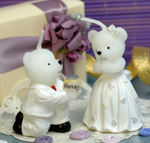 10pairs Lovely Bears Lover Bear Candle Wedding Baby Shower Birthday Souvenirs Gifts Favor Packaged with PVC Box
