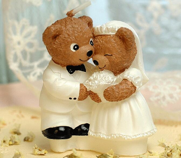 10pcs Teddy Bears Lover Bear Candle Wedding Baby Shower Birthday Souvenirs Gifts Favor Packaged with PVC Box