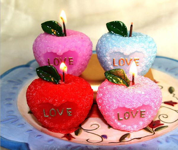 12pcs Apple Candle Wedding Baby Shower Birthday Souvenirs Gifts Favor Packaged with PVC Box