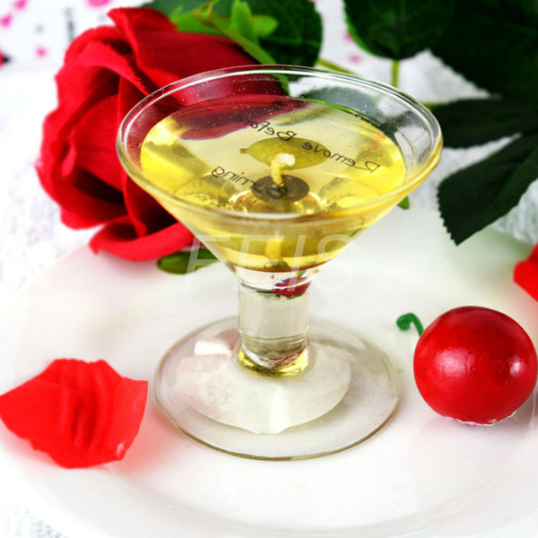 FEIS wholesale Cocktail glass Jelly candle Wedding Candle Favors Wine Glass Candle For Wedding Party happy time wedding favors