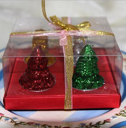 12pcs Christmas tree Candle Mixed Wedding Baby Shower Birthday Souvenirs Gifts Favor Packaged with PVC Box